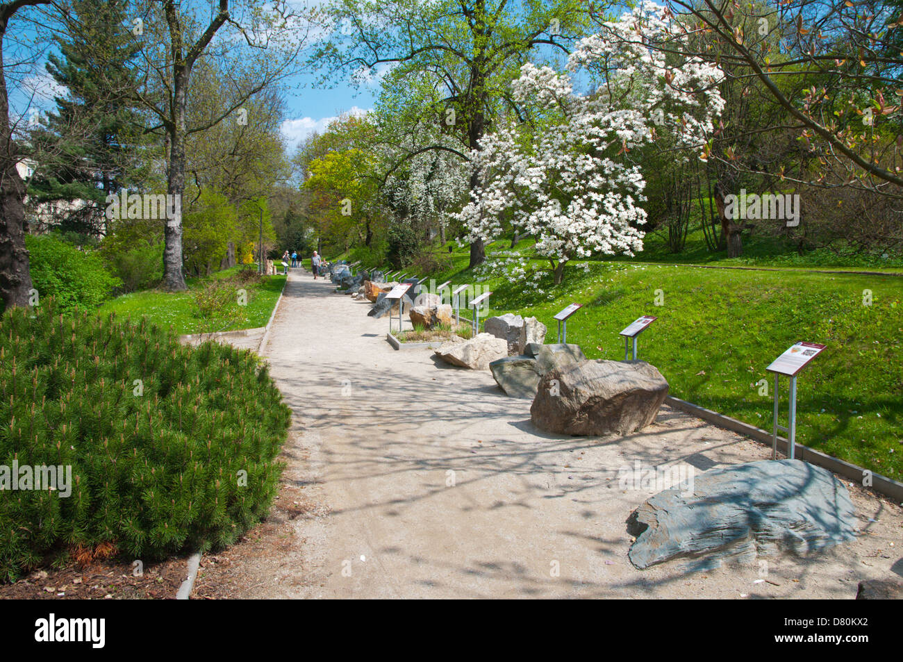 Il parco geologico in Botanicka Zahrada i Giardini Botanici in Nove Mesto la città nuova città di Praga Repubblica Ceca Europa Foto Stock