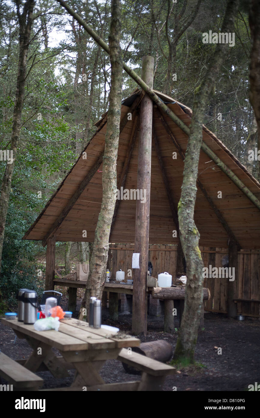 Camping Woodland area pranzo. Foto Stock