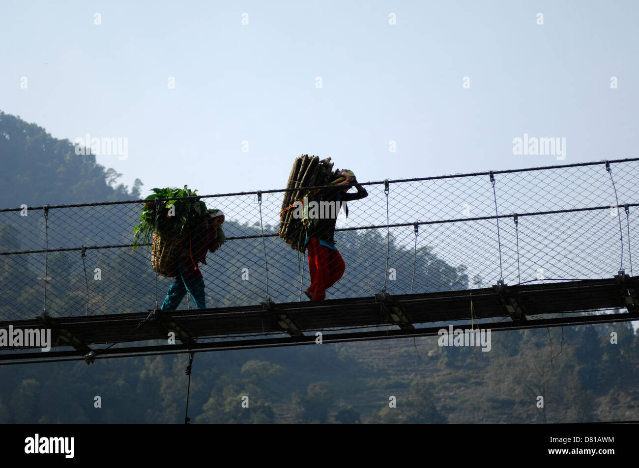 Un ponte in Nepal Foto Stock