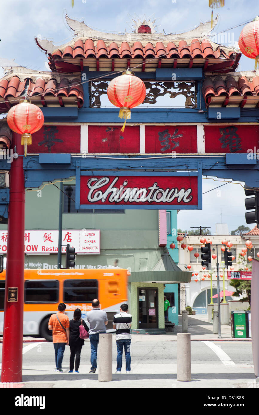 Ingresso a Chinatown di Los Angeles in California Foto Stock