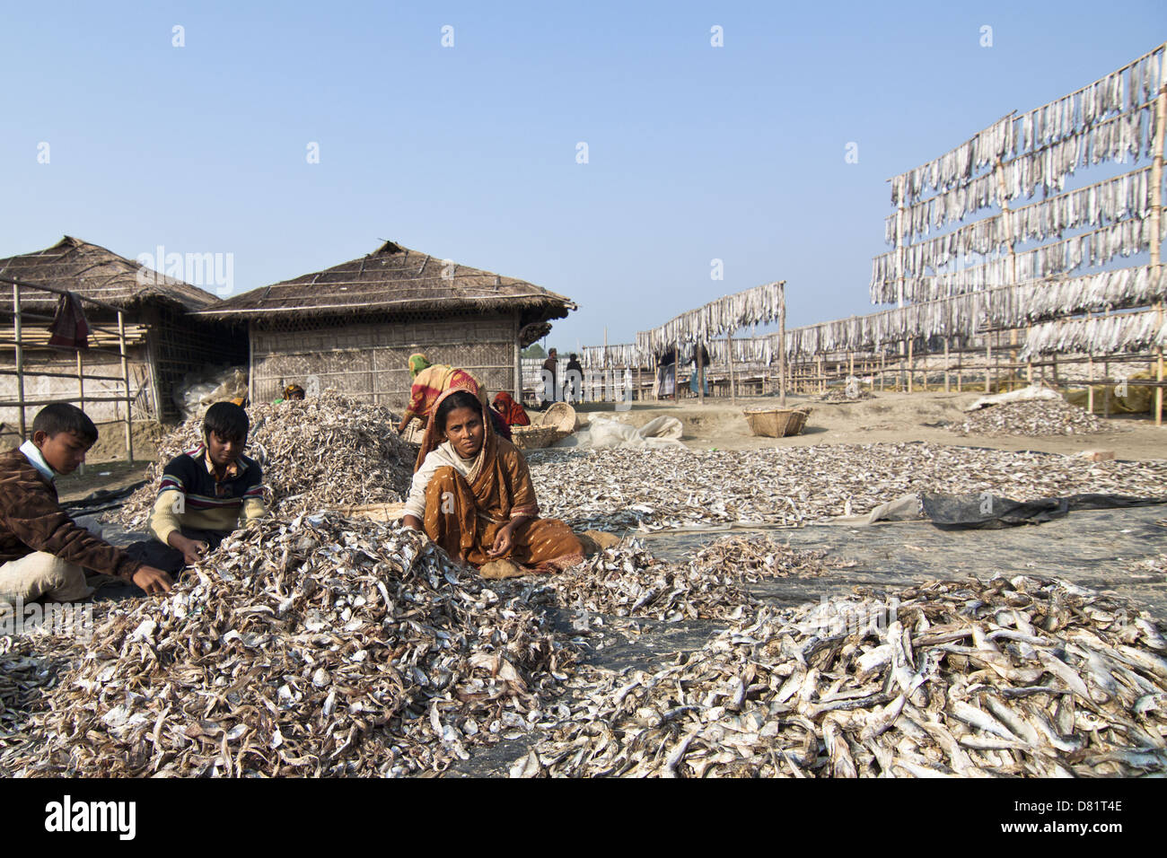 Il villaggio di fisher in Bangladesh Foto Stock