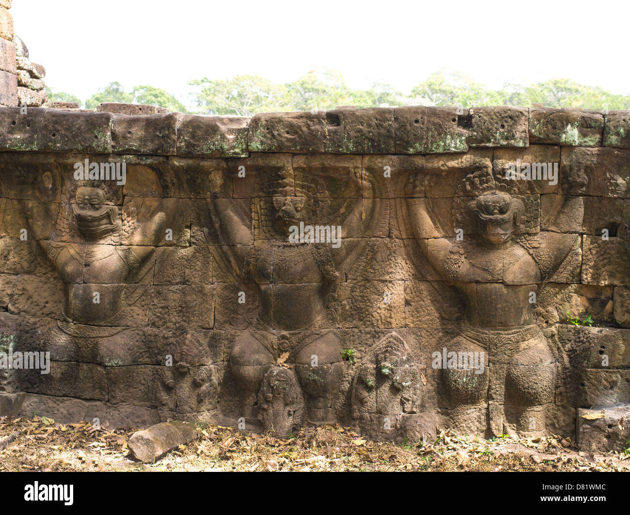 Dettaglio. La terrazza degli elefanti. Angkor Thom. Parco Archeologico di Angkor. Siem Reap. Cambogia Foto Stock