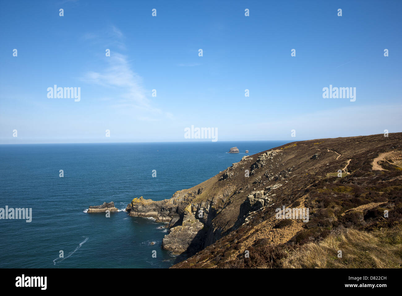 South West Coast Path, Cappella Porth a Peranporth Foto Stock