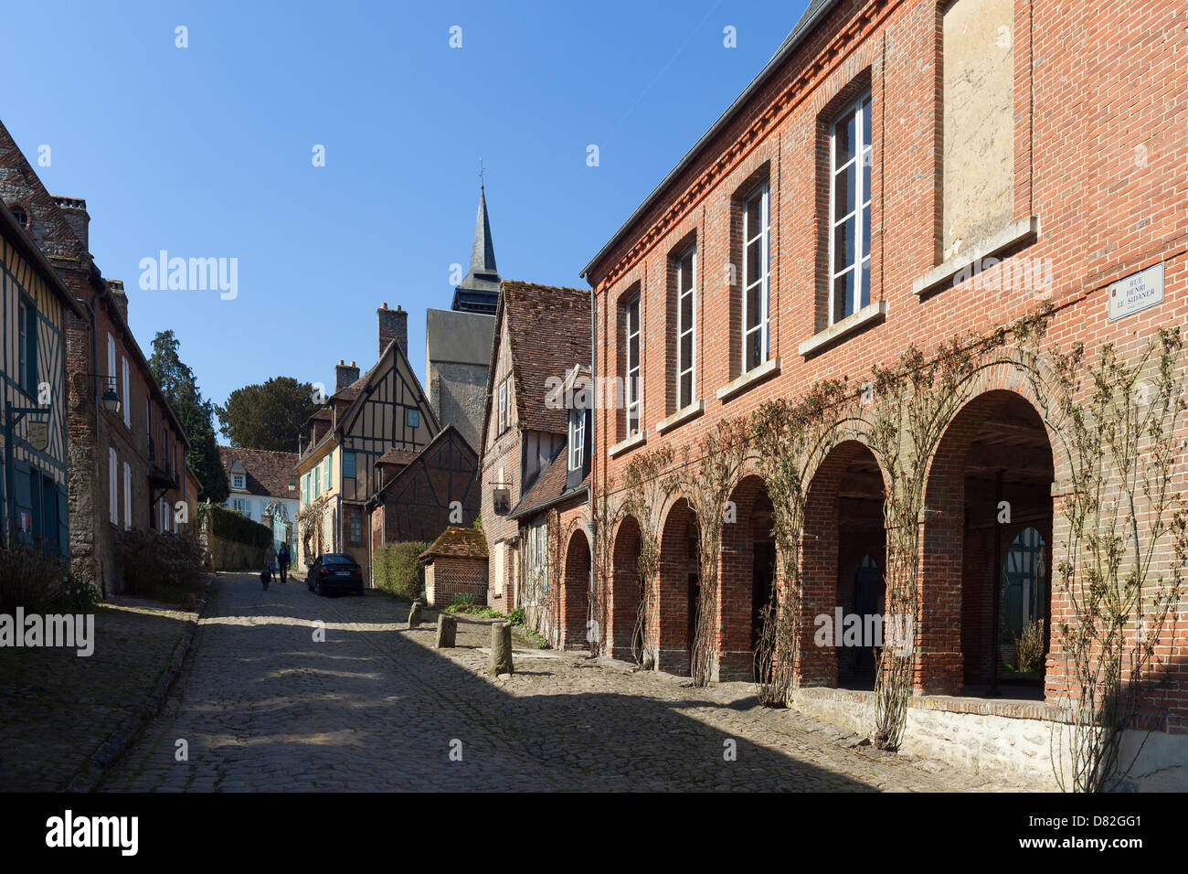 Rue Henri le Sidaner in Gerberoy, Oise, Piccardia, Francia (uno dei "Plus Beaux Villages de France"). Foto Stock