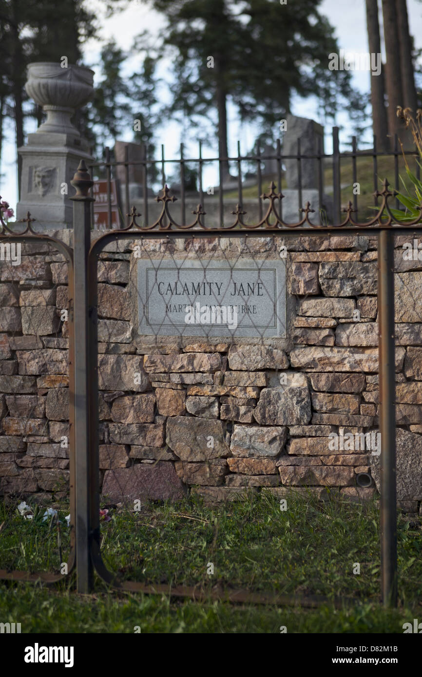 Calamity Jane è luogo di sepoltura al Boot Hill sul Monte Moriah cimitero, Deadwood, Dakota del Sud Foto Stock