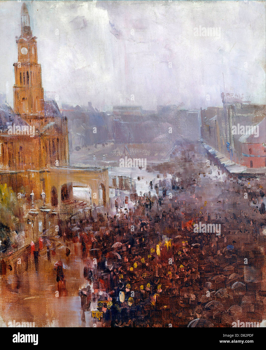 Arthur Streeton, vigili del fuoco funerale, George Street 1894 olio su tela. Galleria d'arte del Nuovo Galles del Sud, il dominio di Sydney. Foto Stock