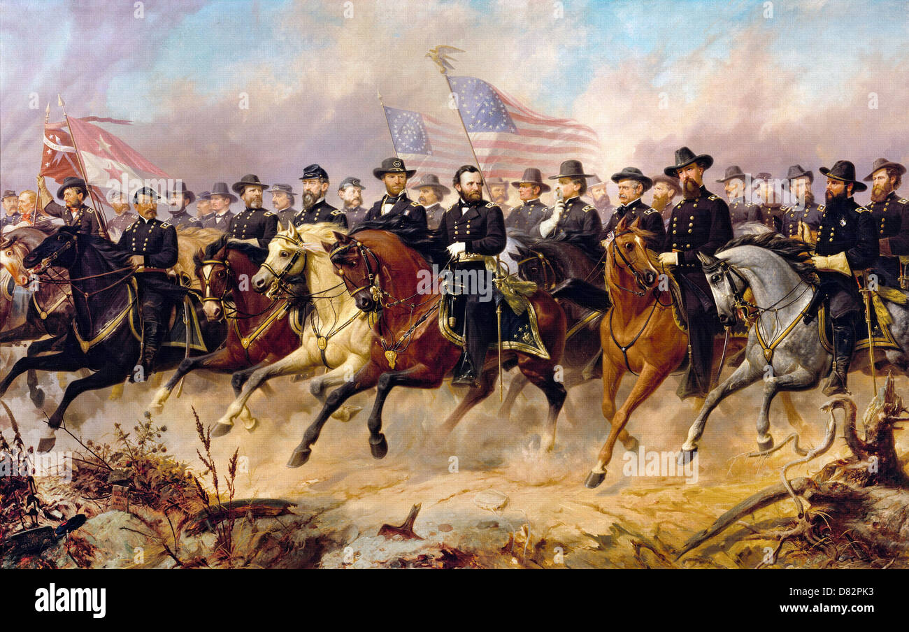 Ole Peter Hansen divertendo, Grant e suoi generali 1865 olio su tela. National Portrait Gallery di Washington Foto Stock