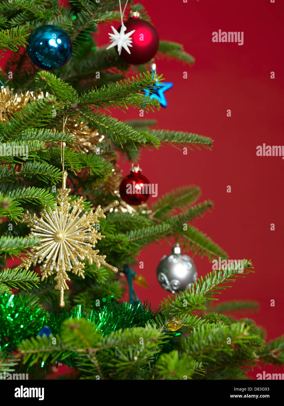 Decorazione per albero di natale su di un albero di Natale Foto Stock