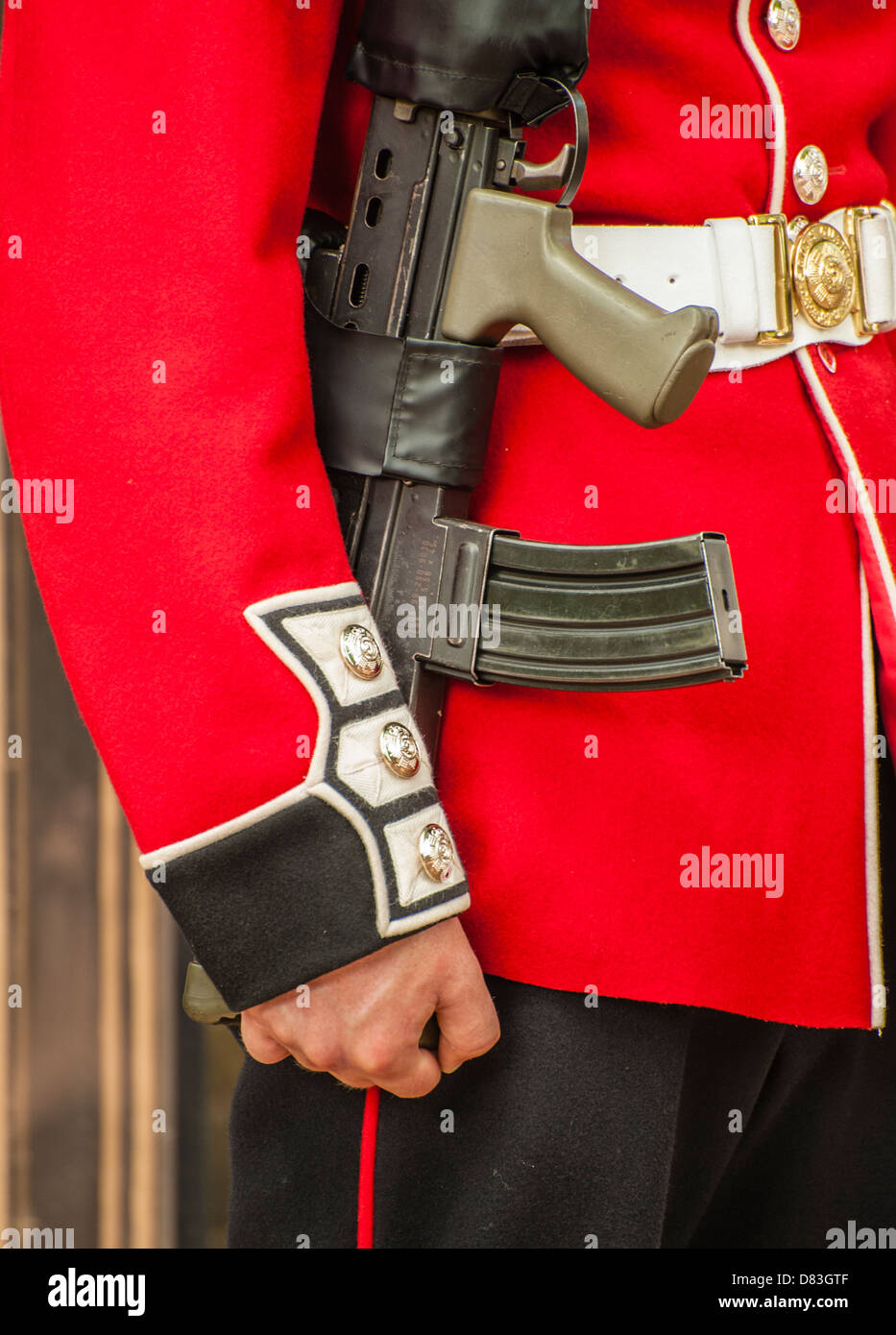 LONDRA UK - 03 LUGLIO 2010: Dettaglio Scots Guardsman in uniforme Ceremonial, Londra Foto Stock