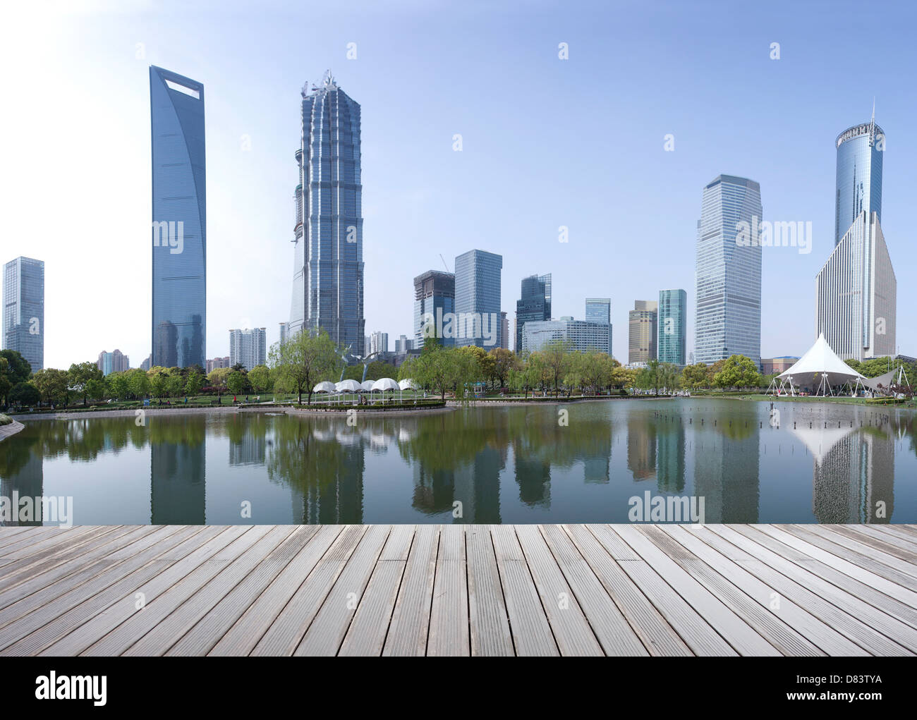 Panorama di Lujiazui,Shanghai business area Foto Stock