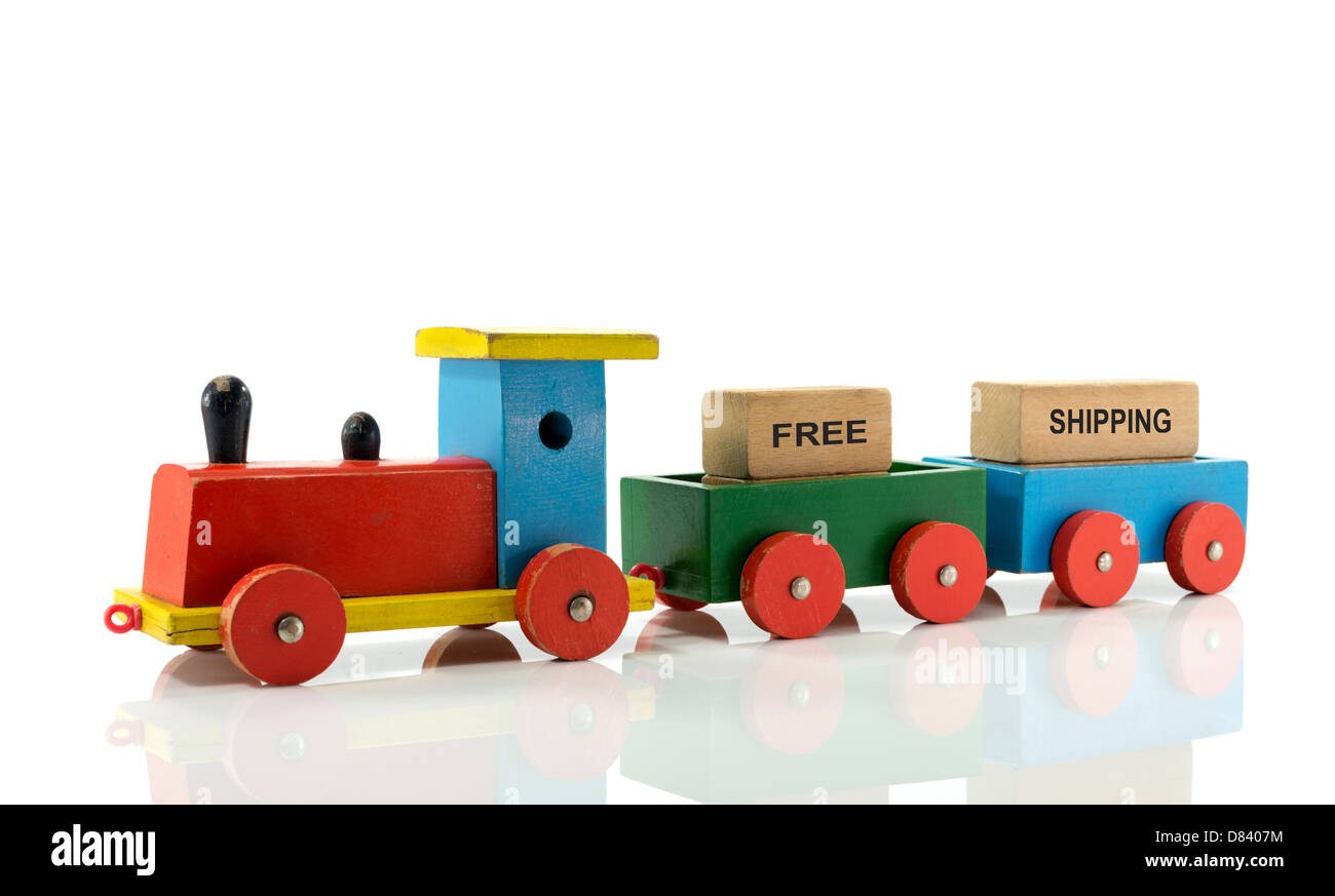 Treno con spedizione gratuita il trasporto di testo Foto Stock