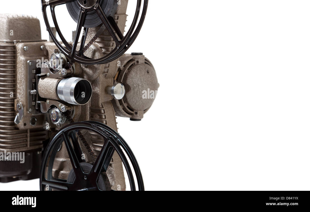 Un vintage 8mm proiettore video su sfondo bianco Foto Stock