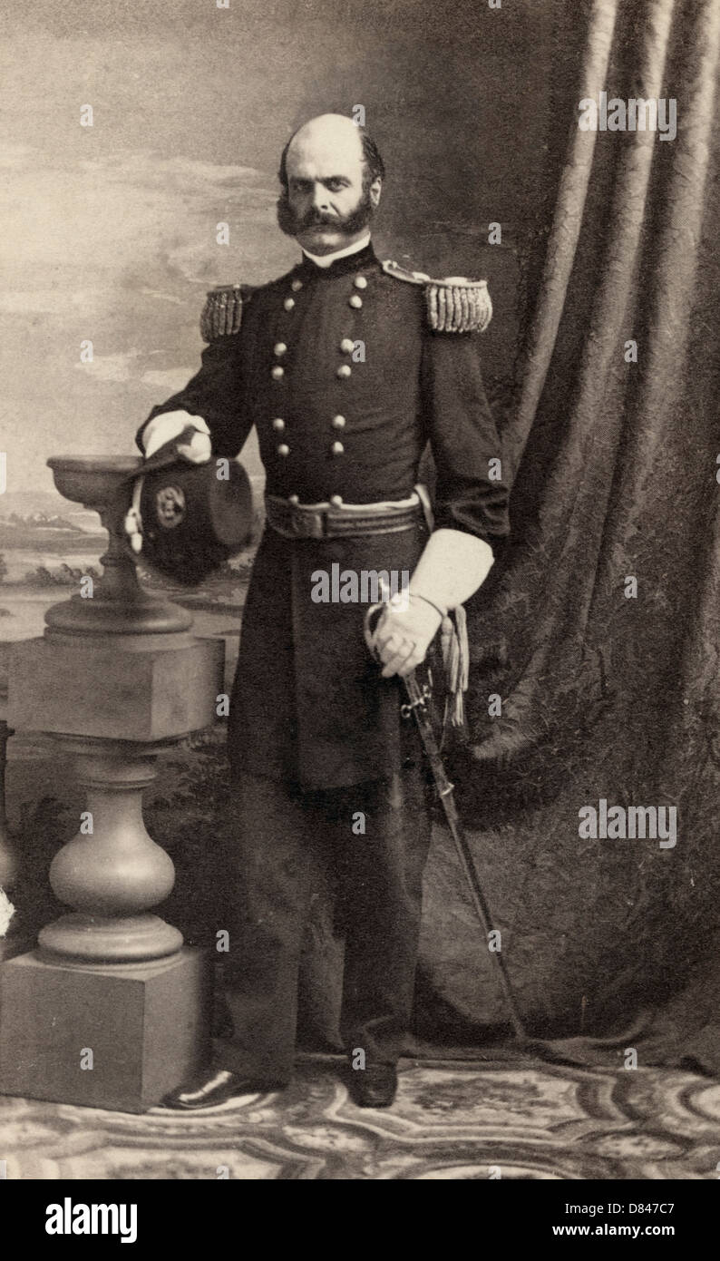 Ambrogio generale E. Burnside della 1a Rhode Island reggimento di fanteria e generale dello Staff U.S. Volontari Reggimento di Fanteria, 1861 Foto Stock
