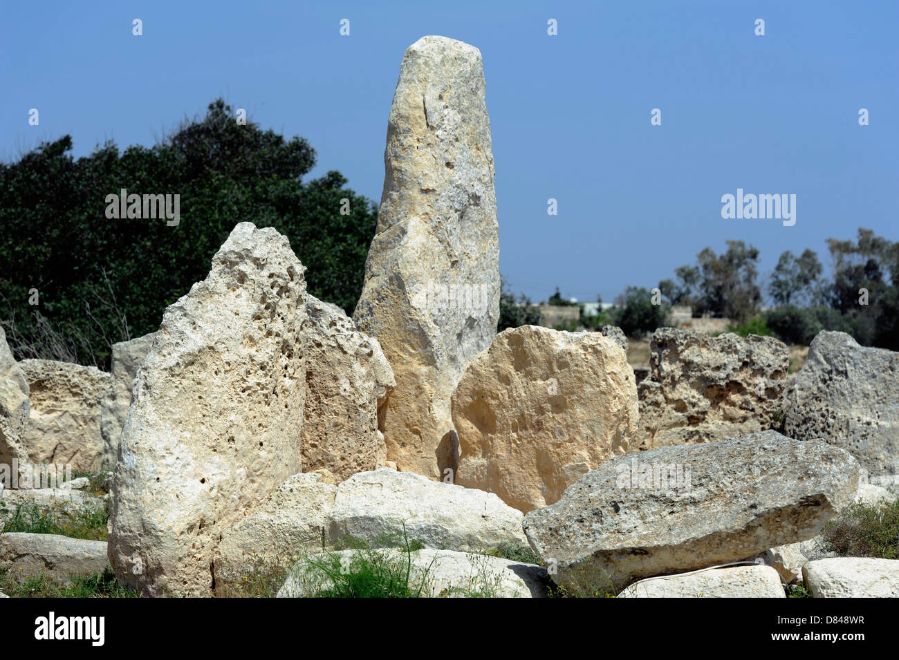 Tempio megalitico di Mnajdra, Malta, Europa, l'UNESCO - Sito Patrimonio dell'umanità. Foto Stock