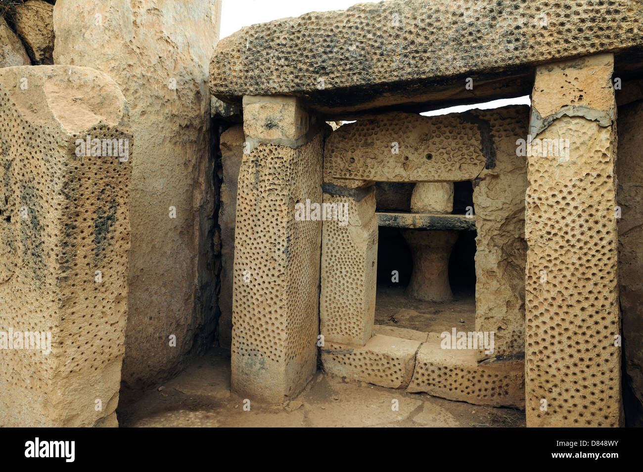 Tempio megalitico di Mnajdra, Malta, Europa, l'UNESCO - Sito Patrimonio dell'umanità. Foto Stock