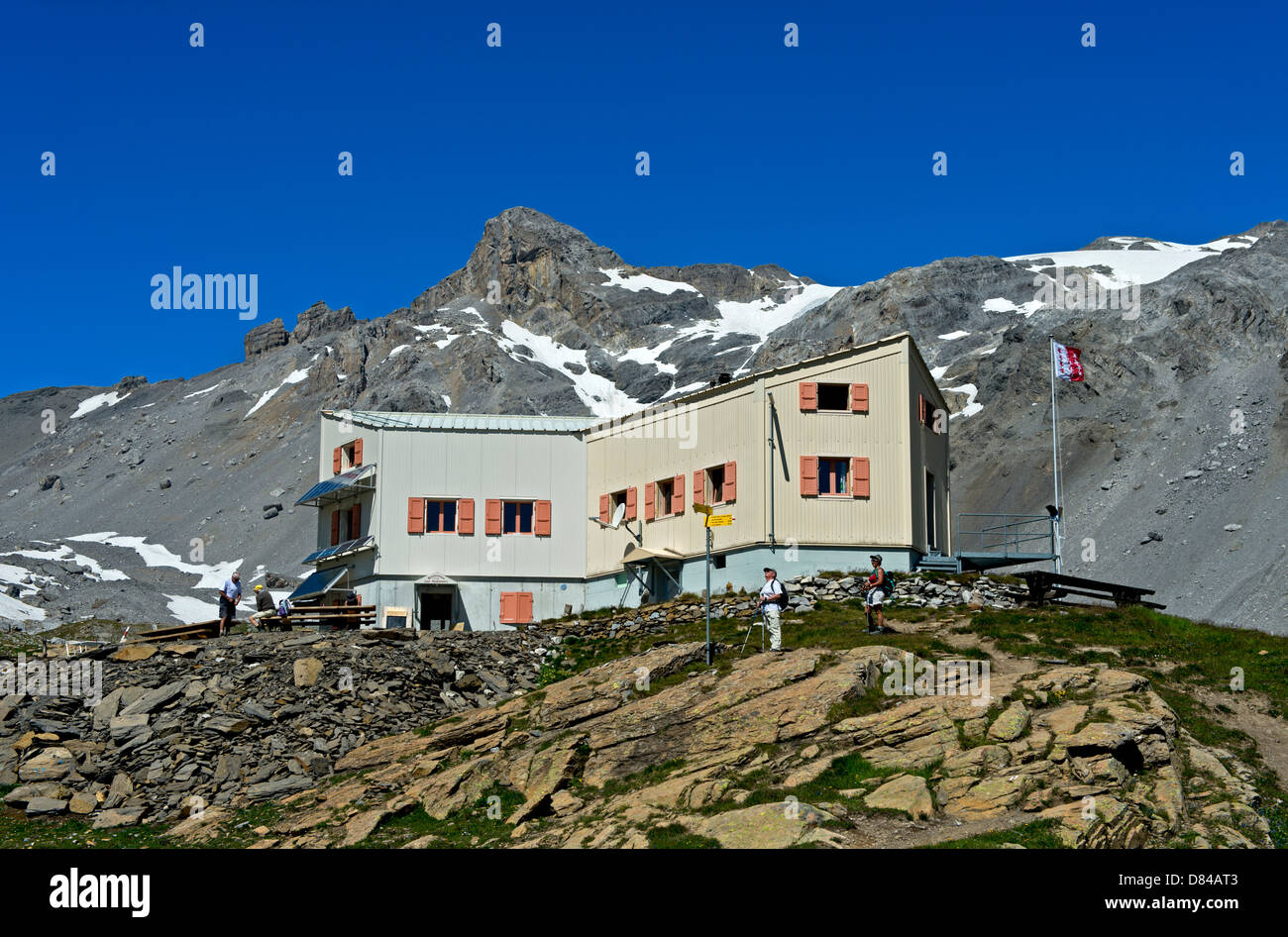 Un rifugio di montagna Cabane des Audannes, Vallese, Svizzera Foto Stock