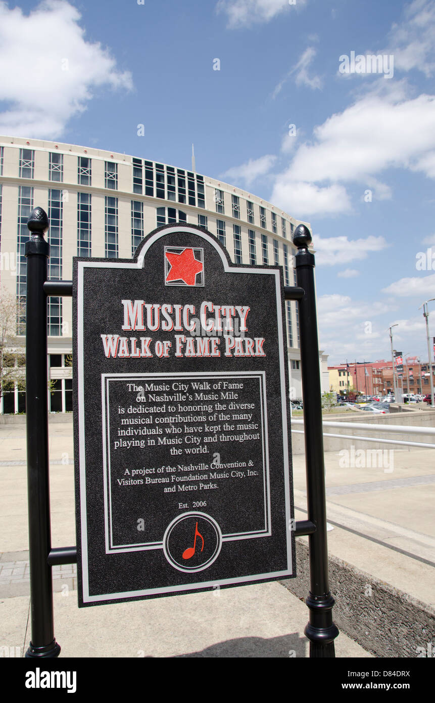 Tennessee, Nashville. Music City Walk of Fame Park. Famosi di Musica Country & Western marciapiede 'star'. Foto Stock