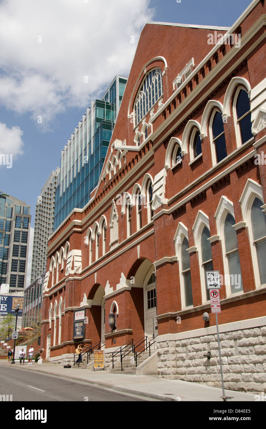 Tennessee, Nashville. Auditorium Ryman, vecchia casa al Grand Old Opry. Pietra miliare storica nazionale. Foto Stock