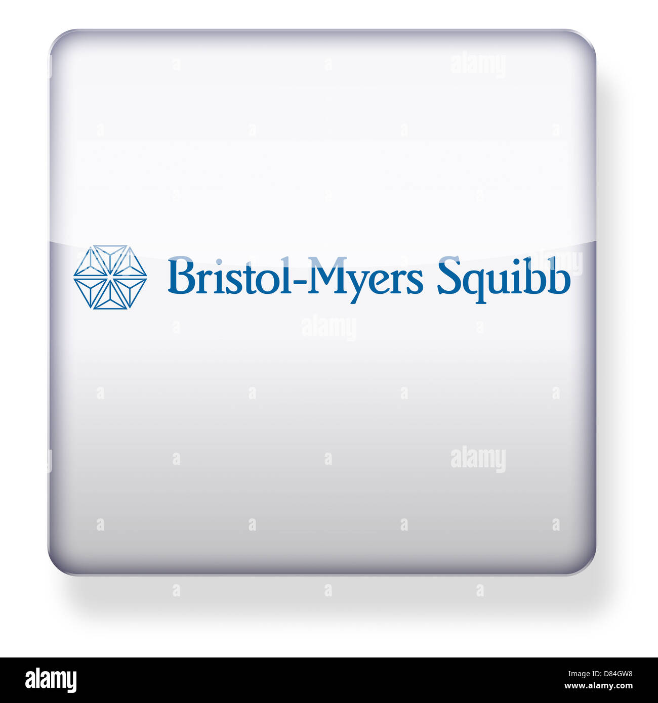 Bristol Myers Squibb logo come l'icona di un'app. Percorso di clipping incluso. Foto Stock