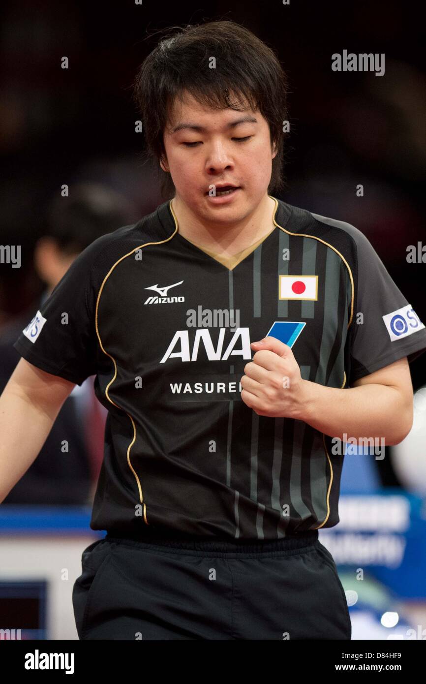 Seiya Kishikawa (JPN), 18 maggio 2013 - Tabella Tenis : Uomini Doppio Quarti della partita del mondiale 2013 Campionati di Ping Pong al Palais Omnisport de Paris Bercy, Paris, Francia. (Foto di Enrico Calderoni/AFLO SPORT) [0391] Foto Stock