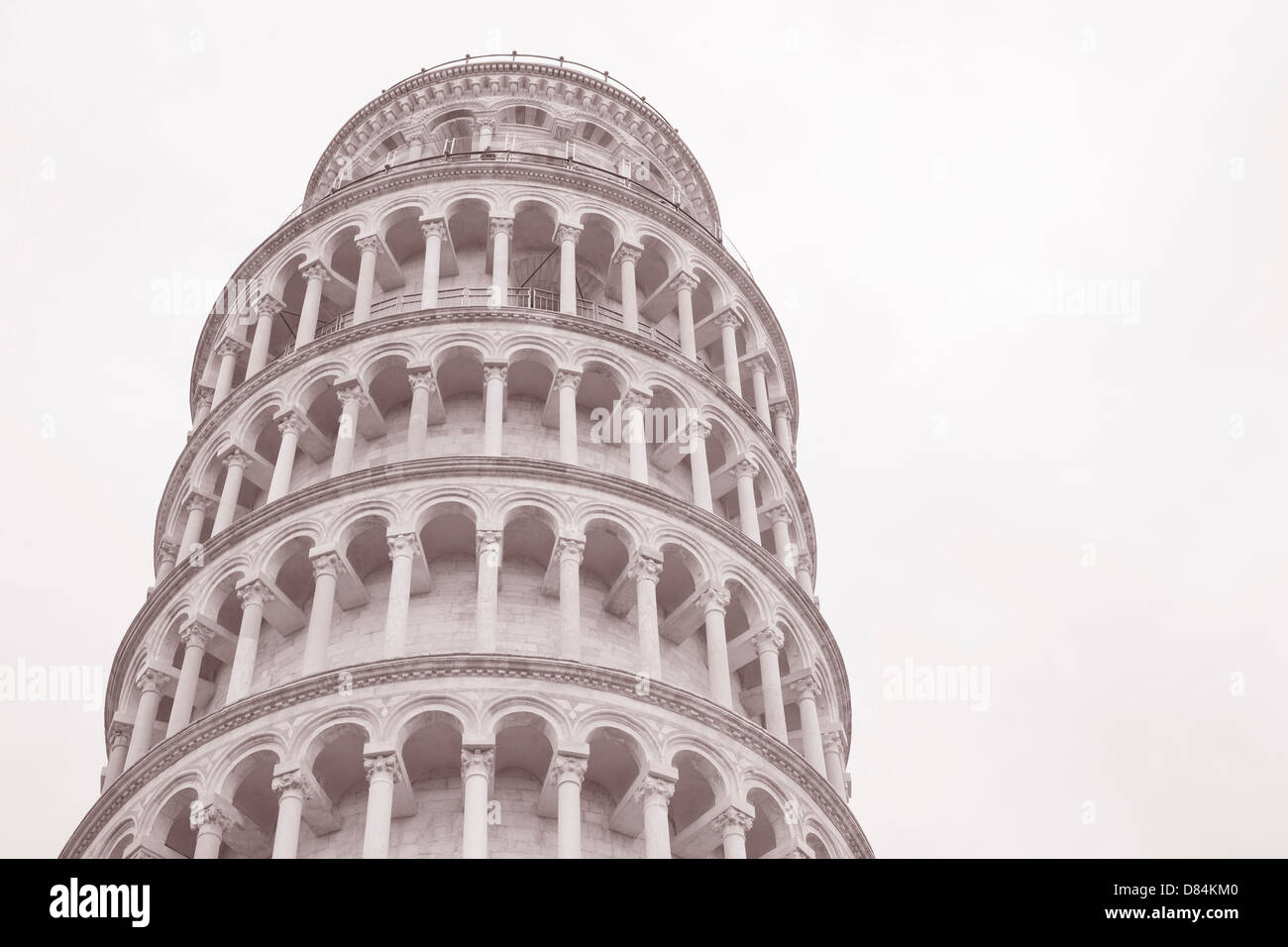 Torre pendente di Pisa, Italia in bianco e nero tonalità seppia Foto Stock
