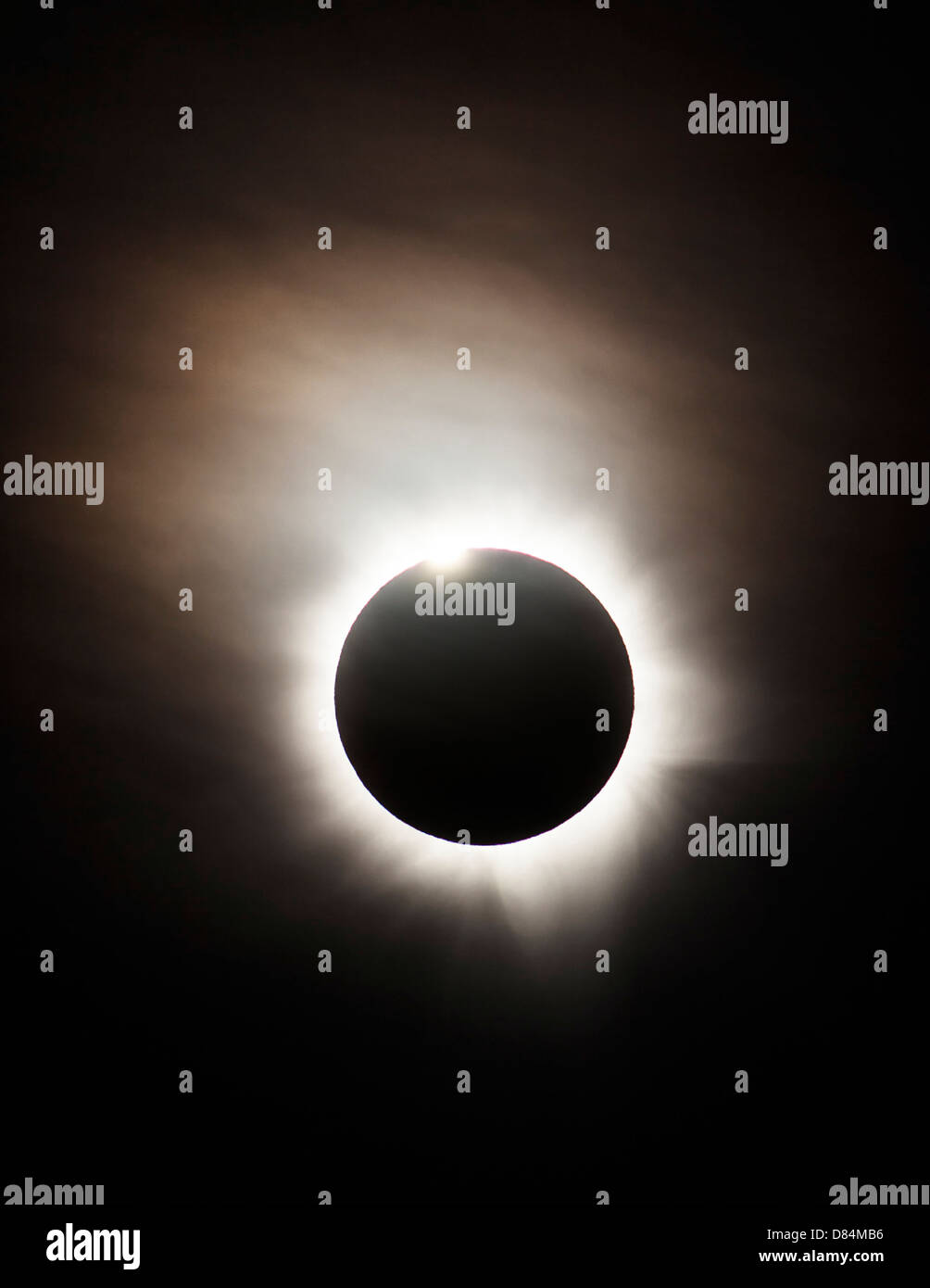 Eclissi solare con corona diamantata effetto, Queensland, Australia. Foto Stock