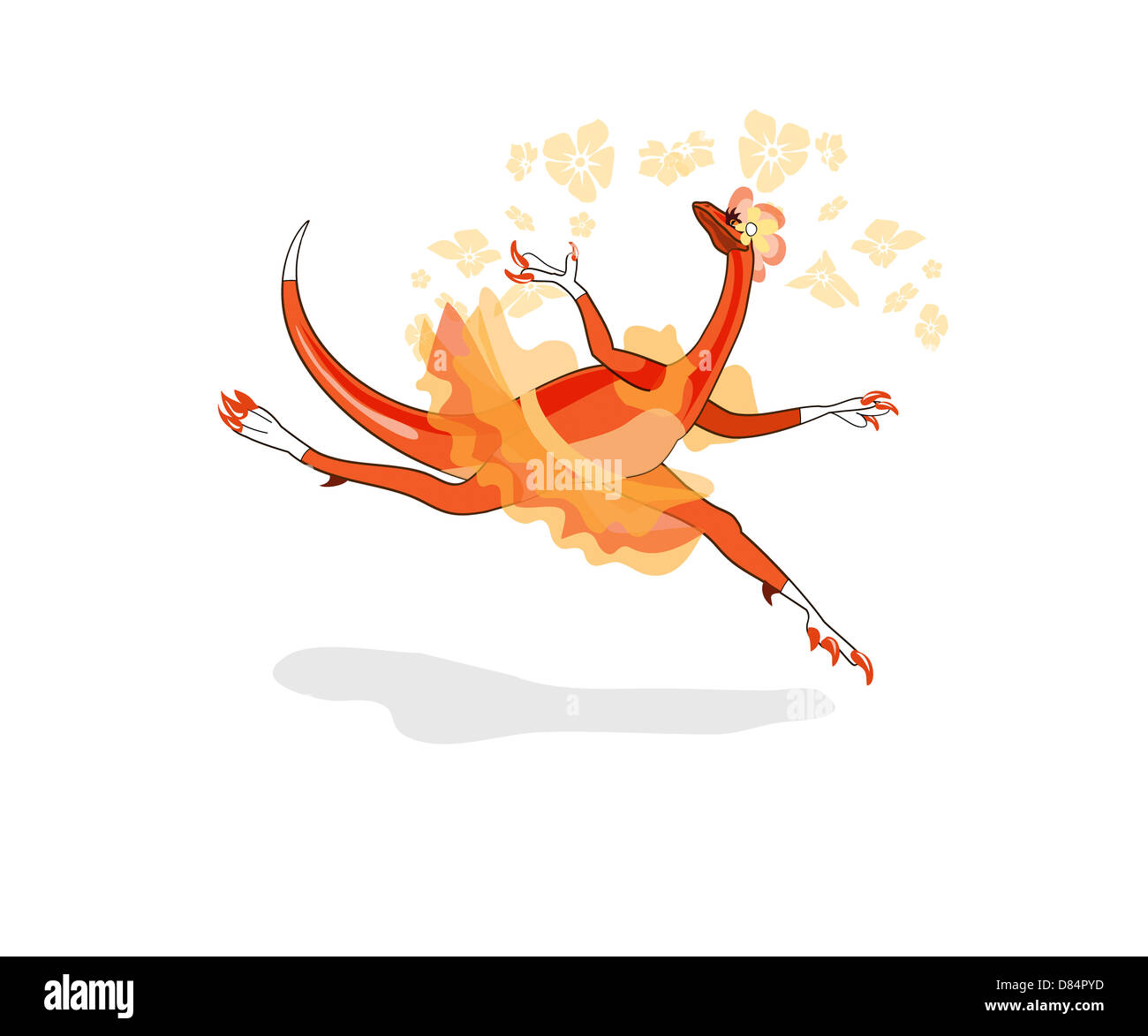 Illustrazione di una ballerina ballare raptor. Foto Stock