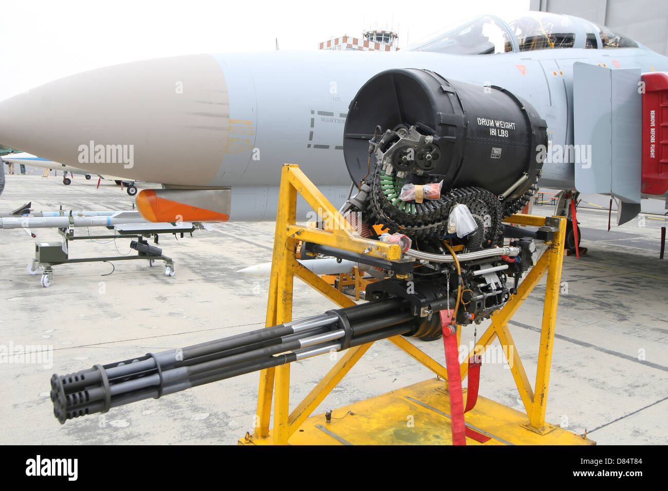 Un M61 Vulcan cannone rotante del F-4 Phantom, Manching Air Base, Germania. Foto Stock