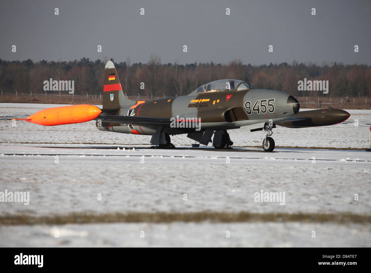 Un T-33 Shooting Star trainer jet del tedesco della Air Force, Gatow, Germania. Foto Stock