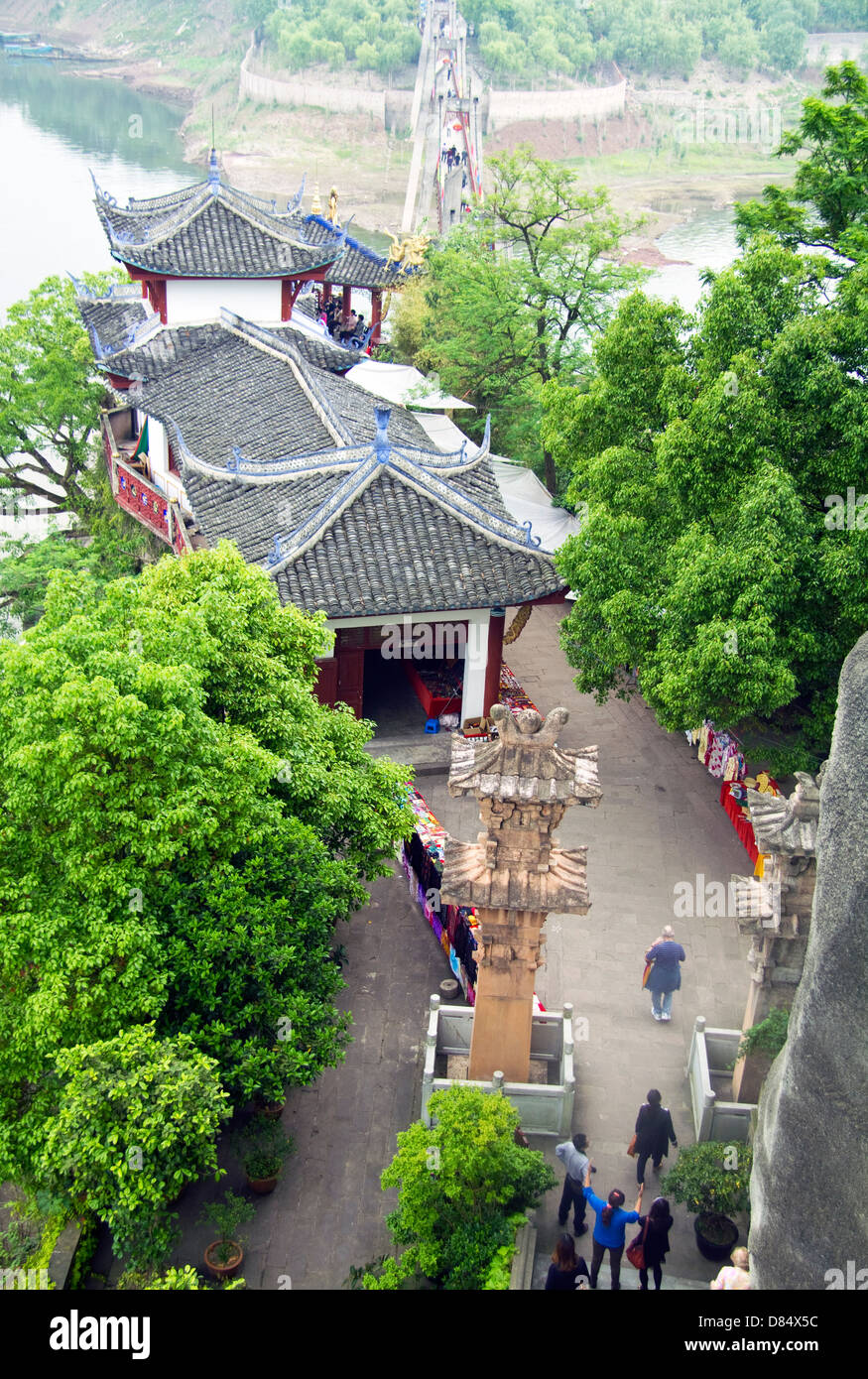 La vista dalla Pagoda Shibaozhai, Zhong County, Fiume Yangtze, Cina Foto Stock