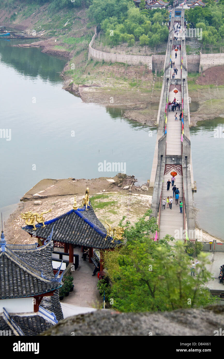 La vista dalla Pagoda Shibaozhai, Zhong County, Fiume Yangtze, Cina Foto Stock