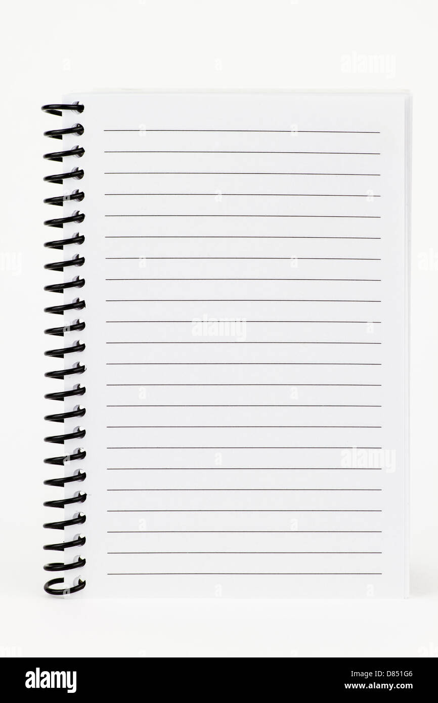 Una spirale di colore bianco per notebook rivestito con pagine. Foto Stock