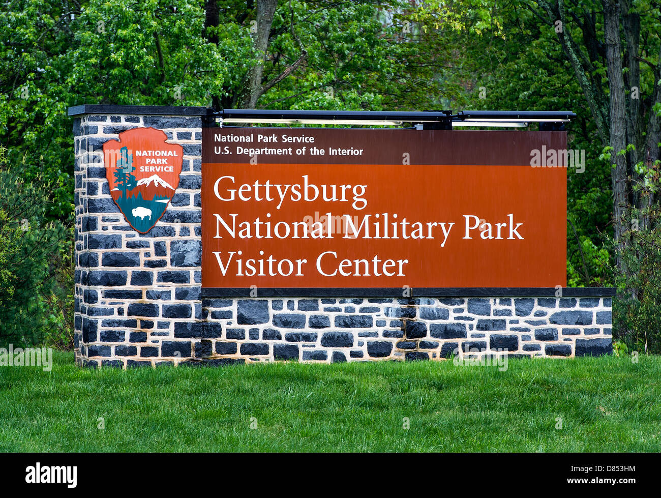 Gettysburg National Military Park segno, Adams County, Pennsylvania, STATI UNITI D'AMERICA Foto Stock