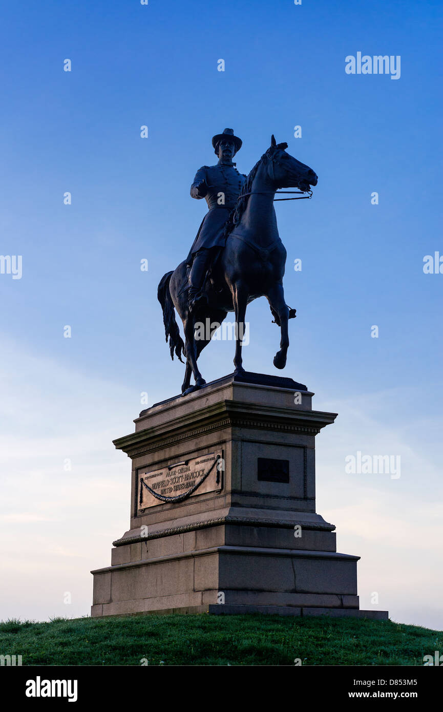 In generale il monumento di Hancock, cimitero Hill, Gettysburg National Military Park, Pennsylvania, STATI UNITI D'AMERICA Foto Stock