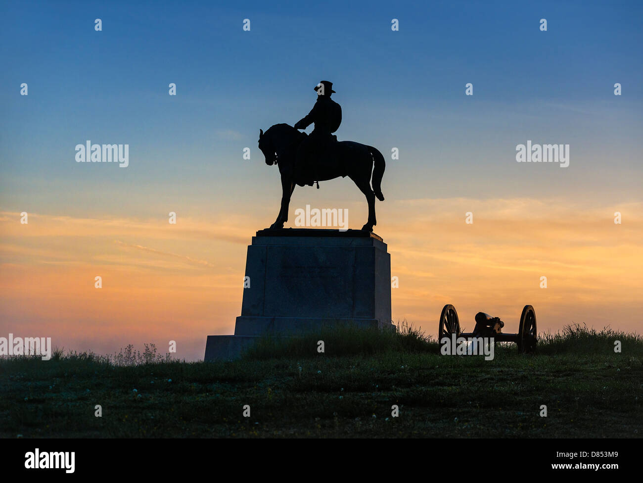 In generale il monumento di Howard, cimitero Hill, Gettysburg National Military Park, Pennsylvania, STATI UNITI D'AMERICA Foto Stock