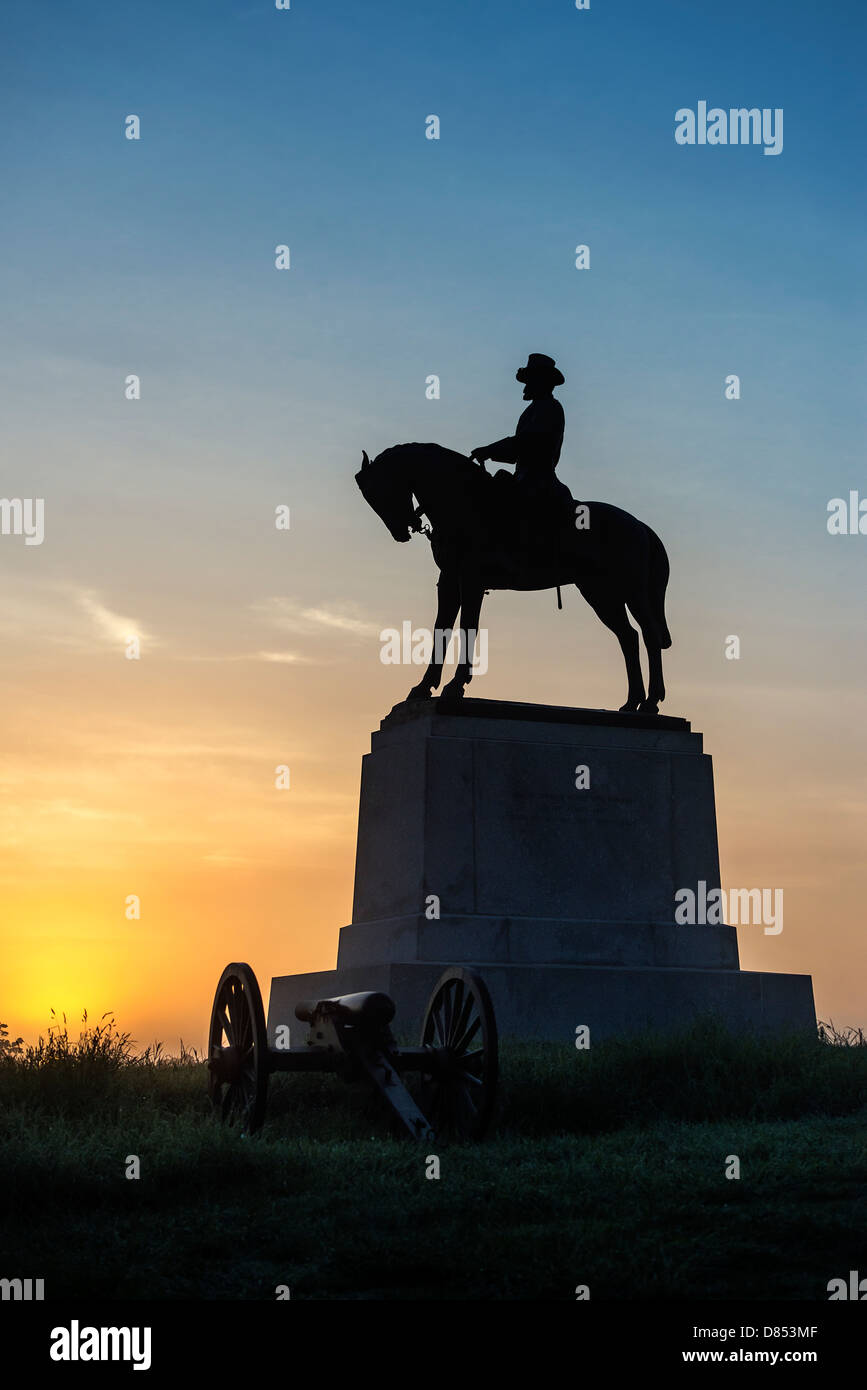 In generale il monumento di Howard, cimitero Hill, Gettysburg National Military Park, Pennsylvania, STATI UNITI D'AMERICA Foto Stock