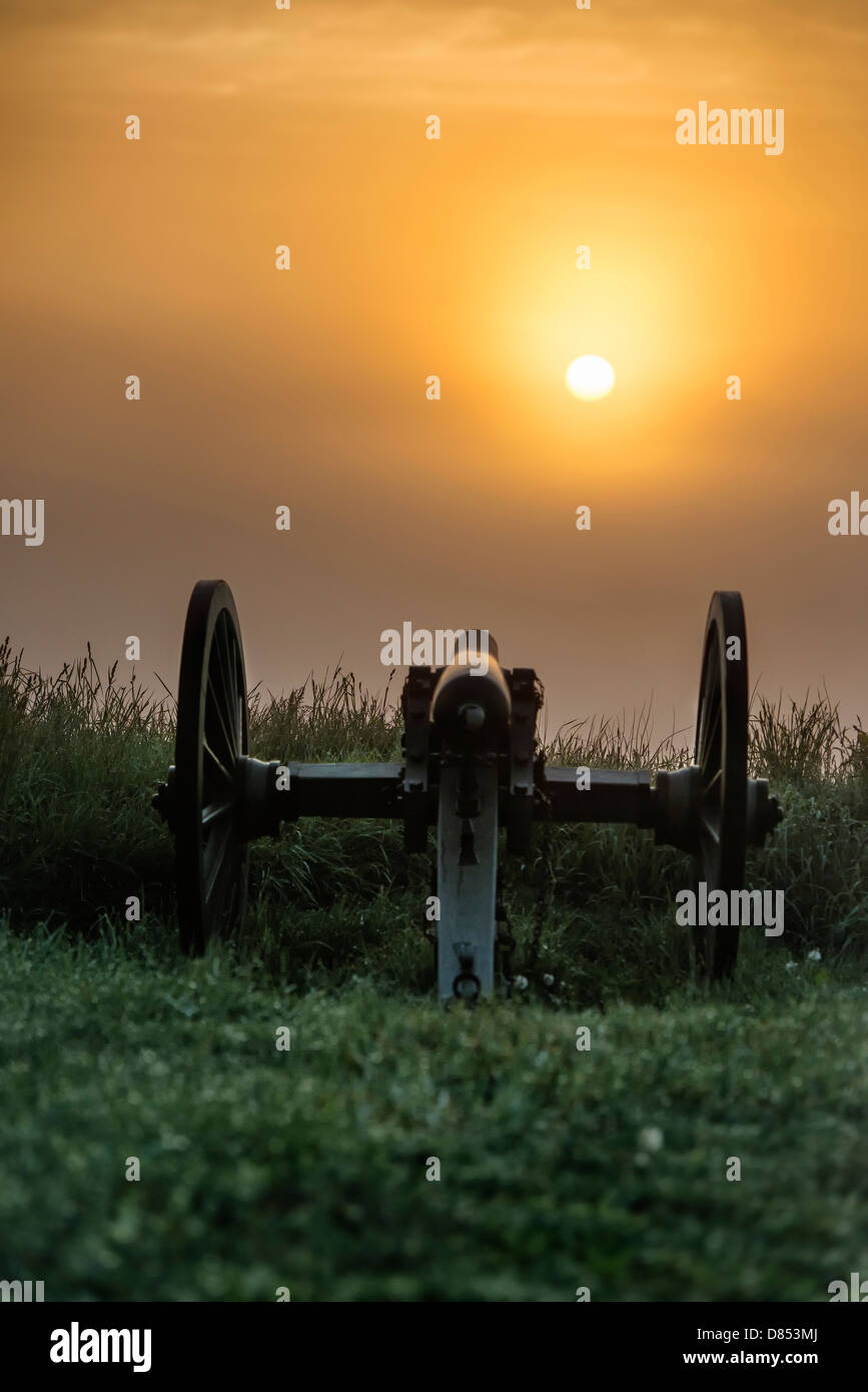 Cannoni Cimitero sulla collina, campo di battaglia di Gettysburg National Military Park, Pennsylvania, STATI UNITI D'AMERICA Foto Stock