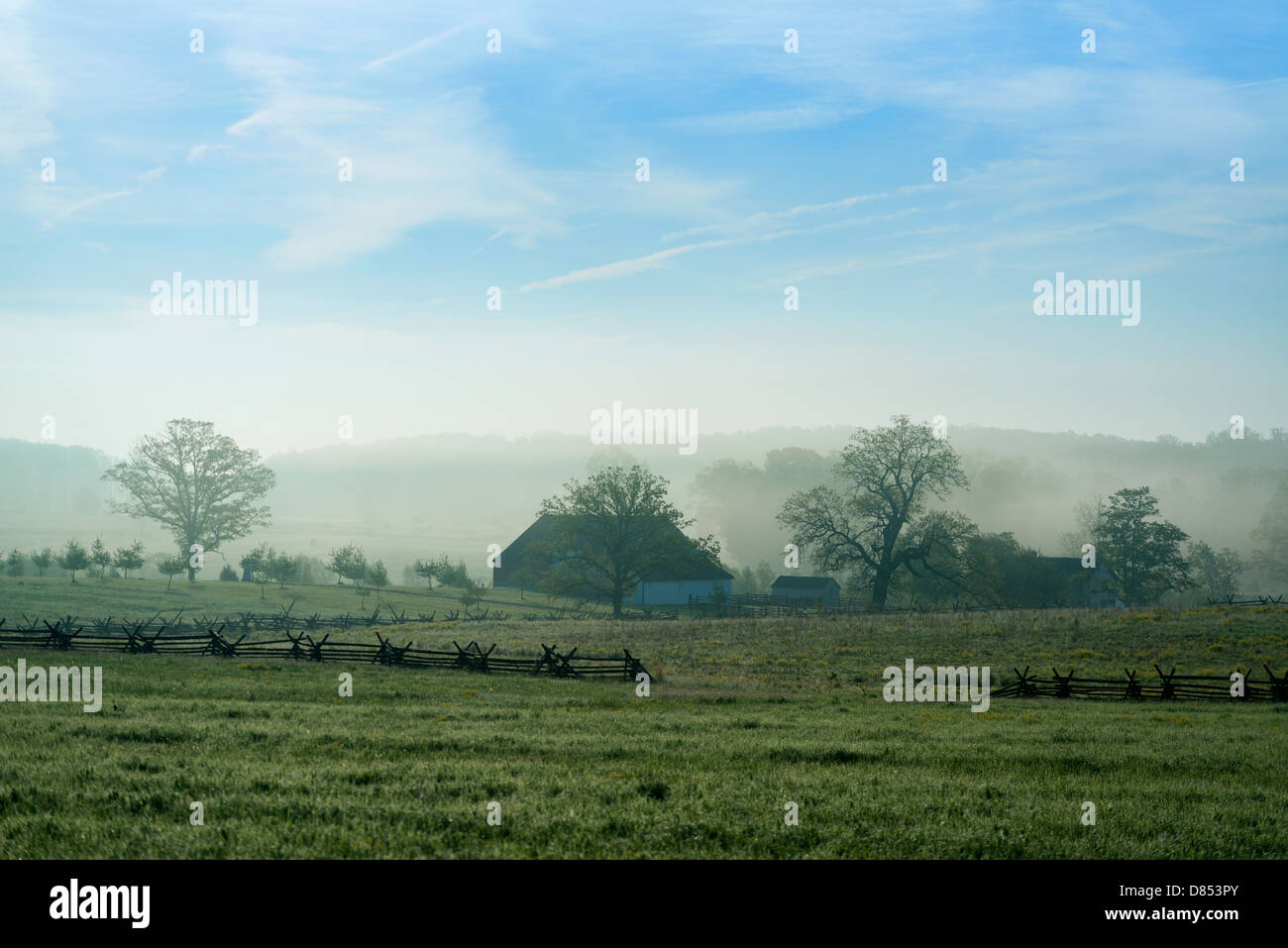 Il Trostle Azienda agricola e campo di battaglia di Gettysburg National Military Park, Pennsylvania, STATI UNITI D'AMERICA Foto Stock