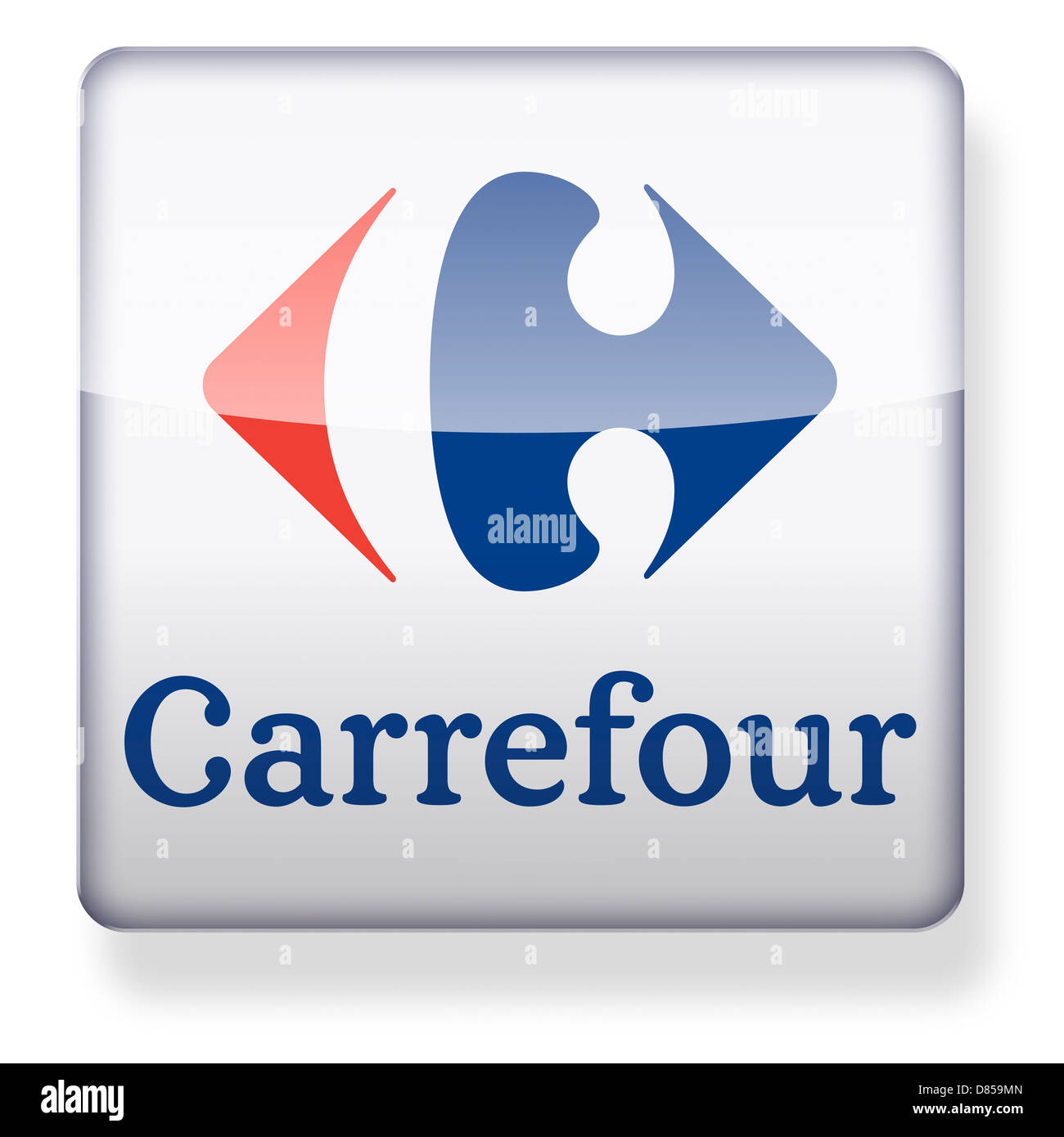 Carrefour logo come l'icona di un'app. Percorso di clipping incluso. Foto Stock