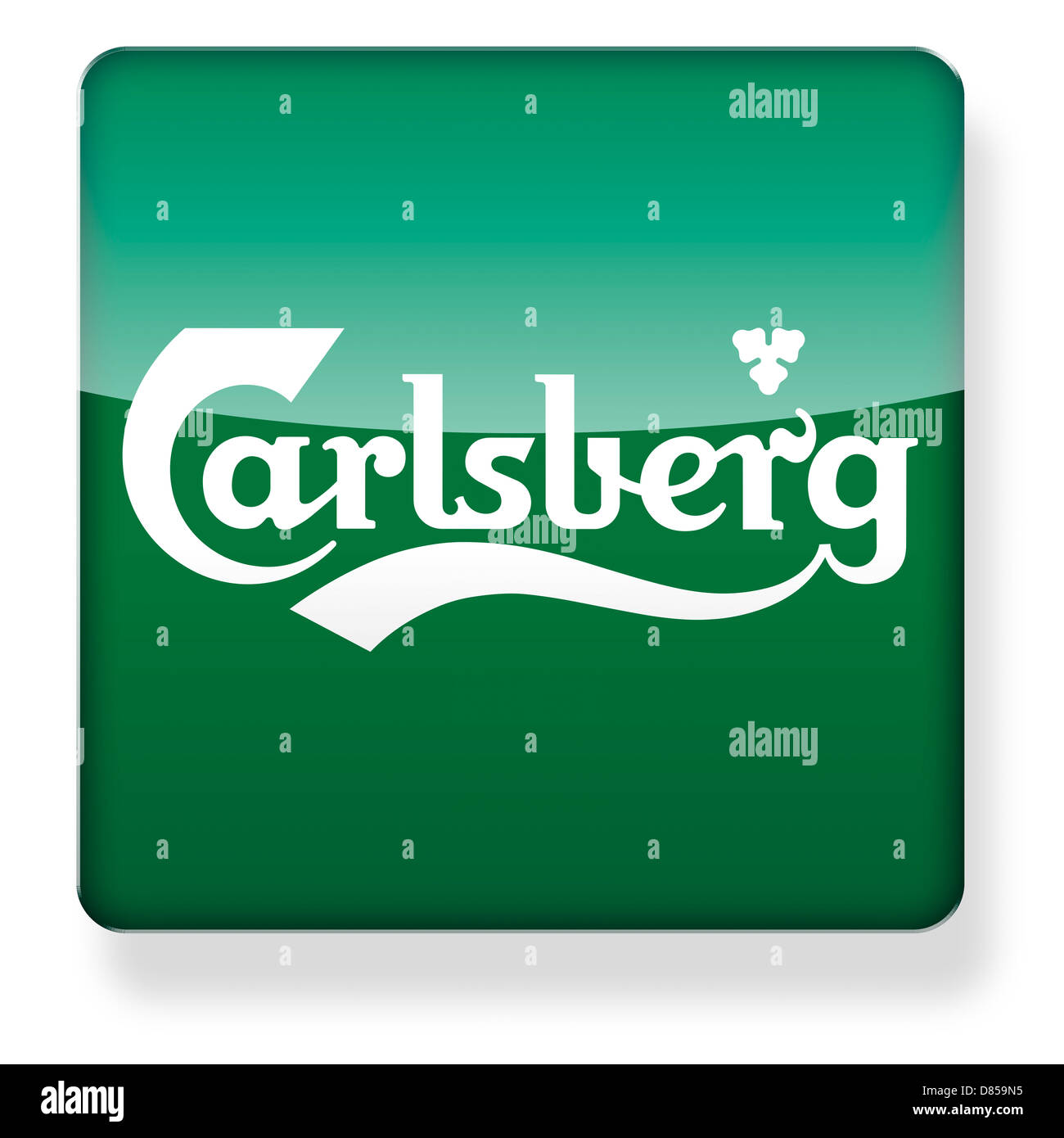 Il logo di Carlsberg come l'icona di un'app. Percorso di clipping incluso. Foto Stock