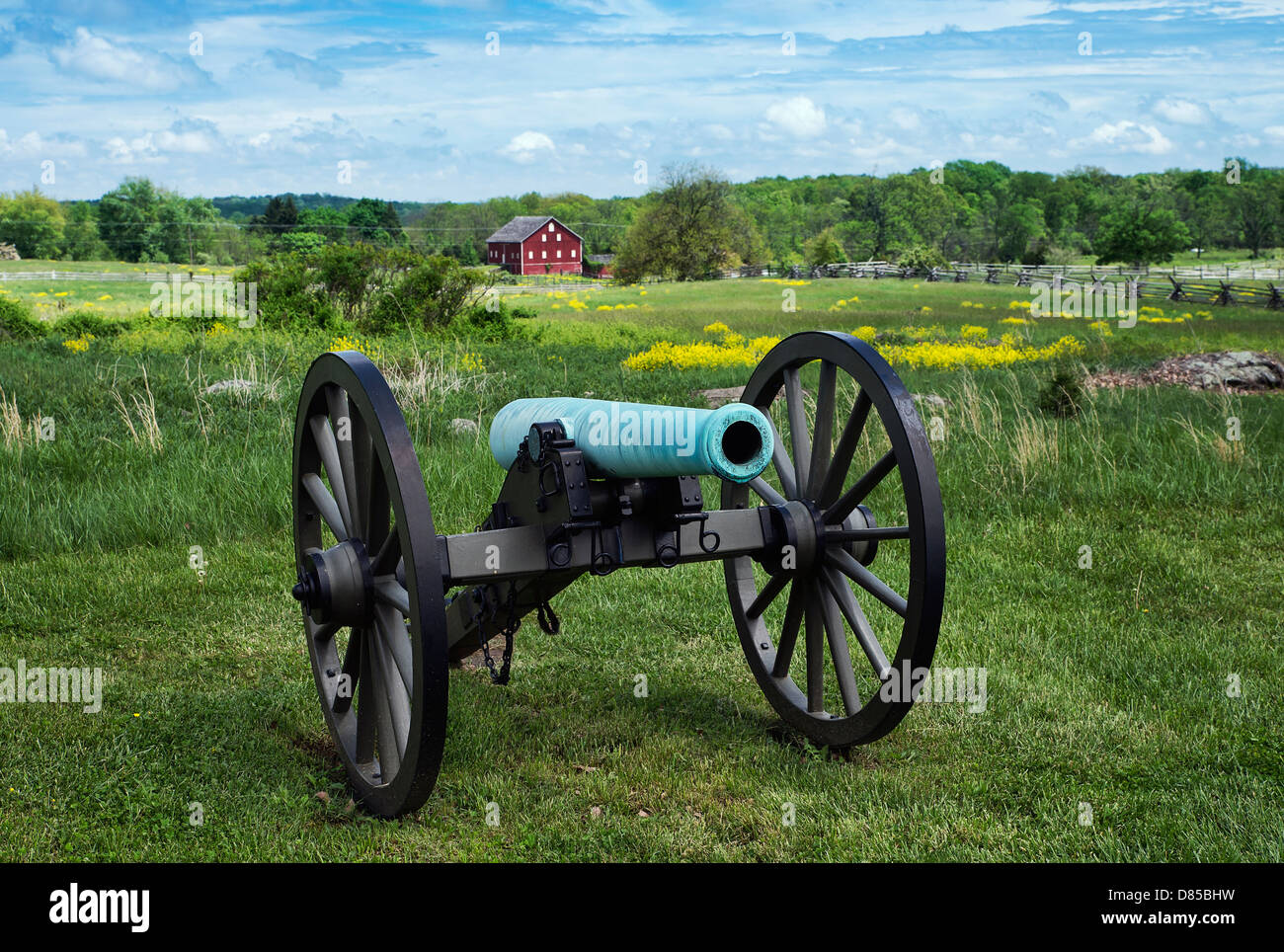 Il cannone sul campo di battaglia di Gettysburg National Military Park, Pennsylvania, STATI UNITI D'AMERICA Foto Stock