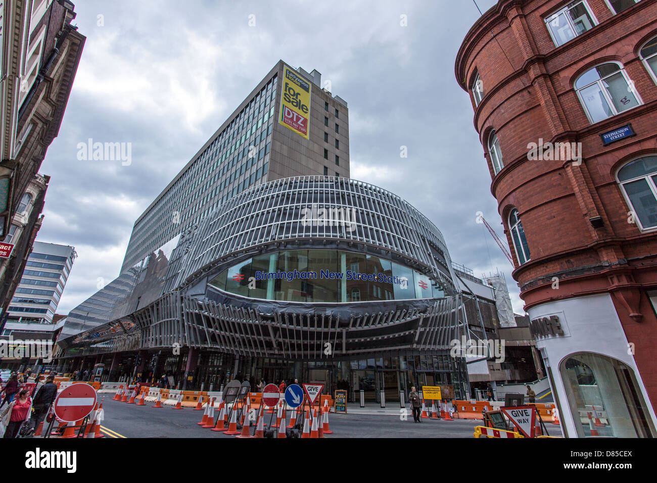 Nuovo ingresso alla stazione di Birmingham New Street in costruzione Foto Stock