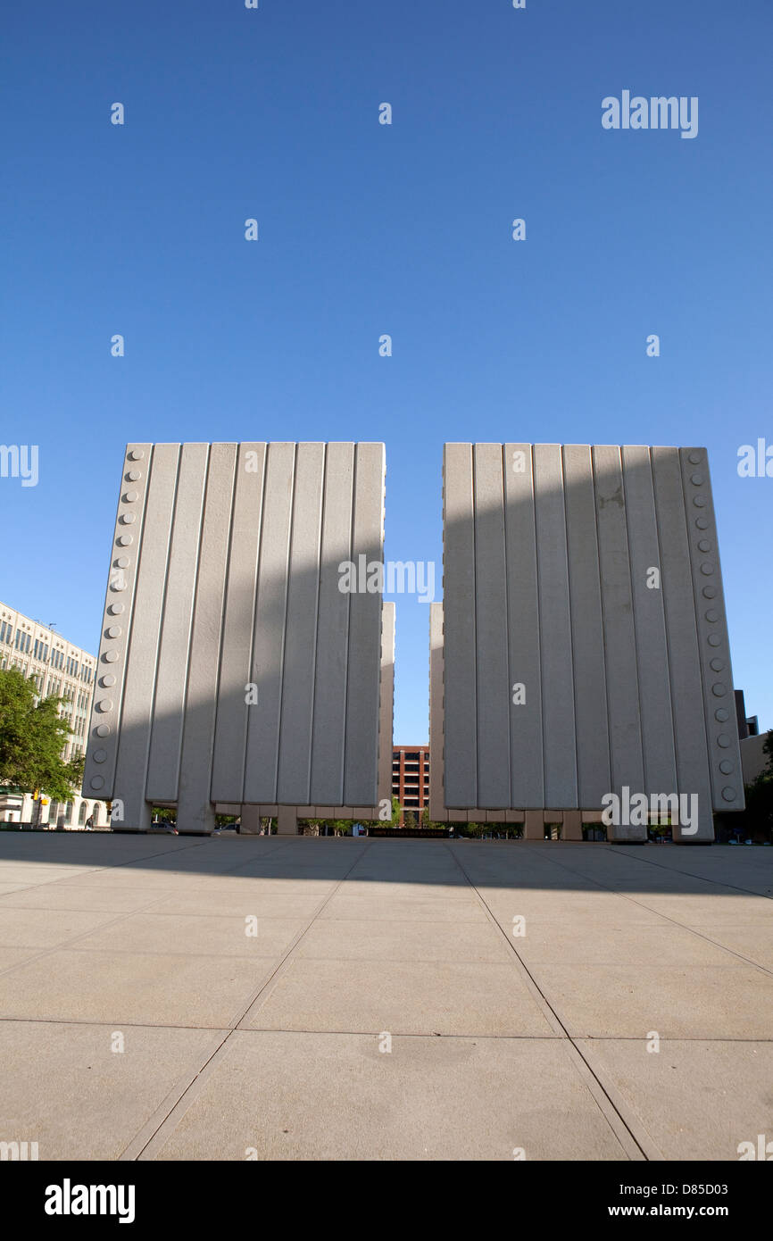 Una vista del John Fitzgerald Kennedy Memorial a Dallas, Texas Foto Stock