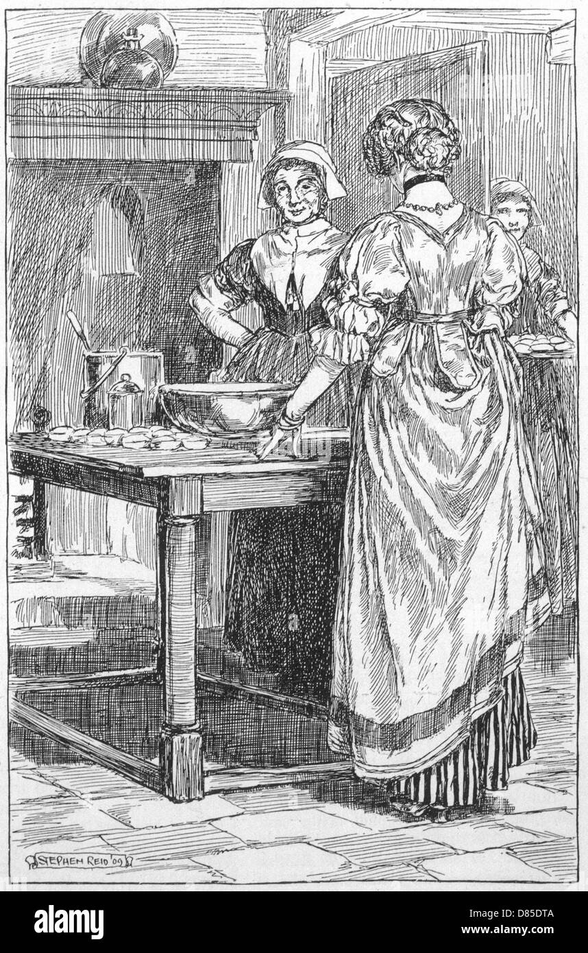 Cuoci preparando torte tritate per Natale Foto Stock