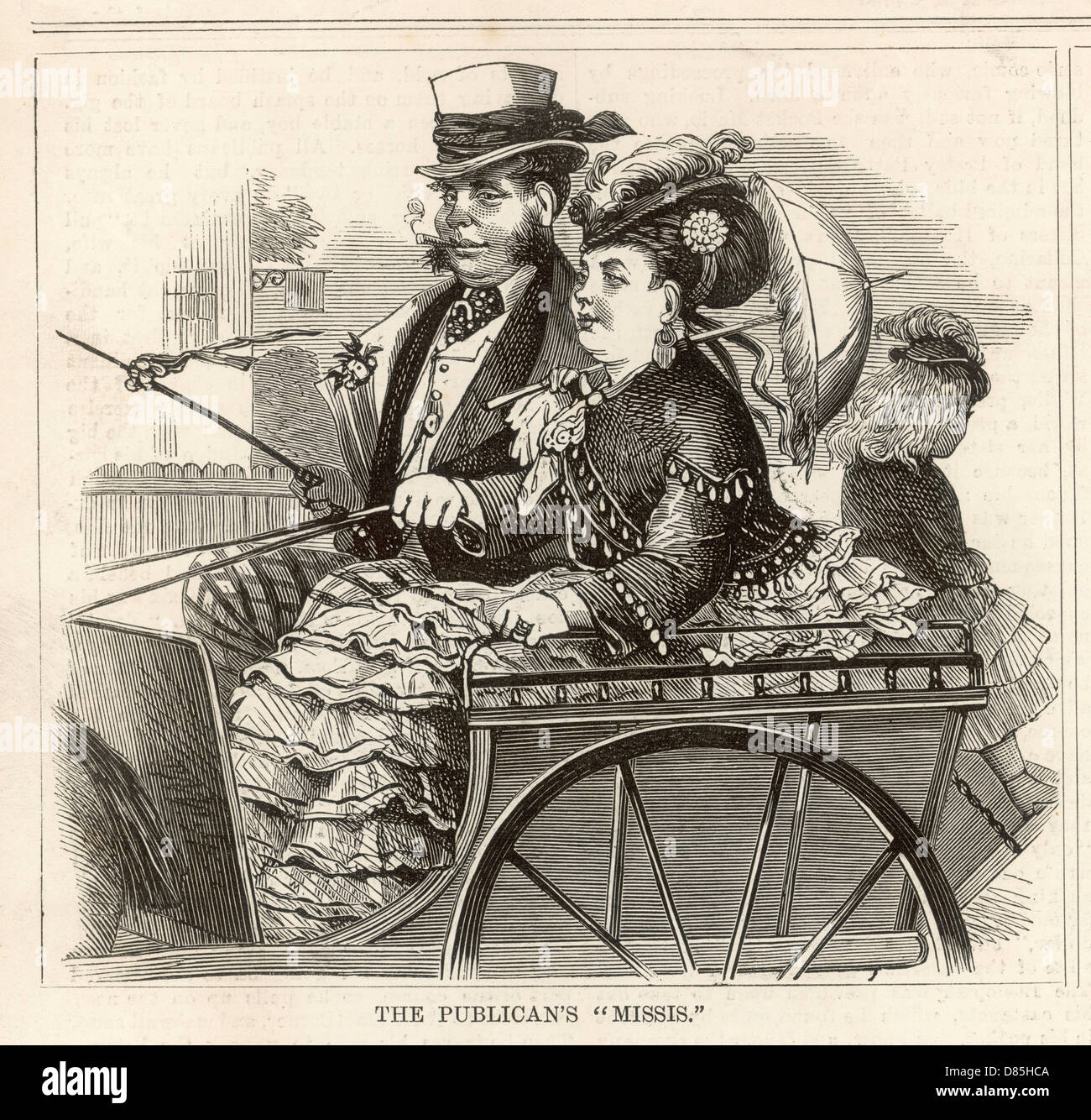 Un pubblicano e sua moglie in un carrello aperto Foto Stock