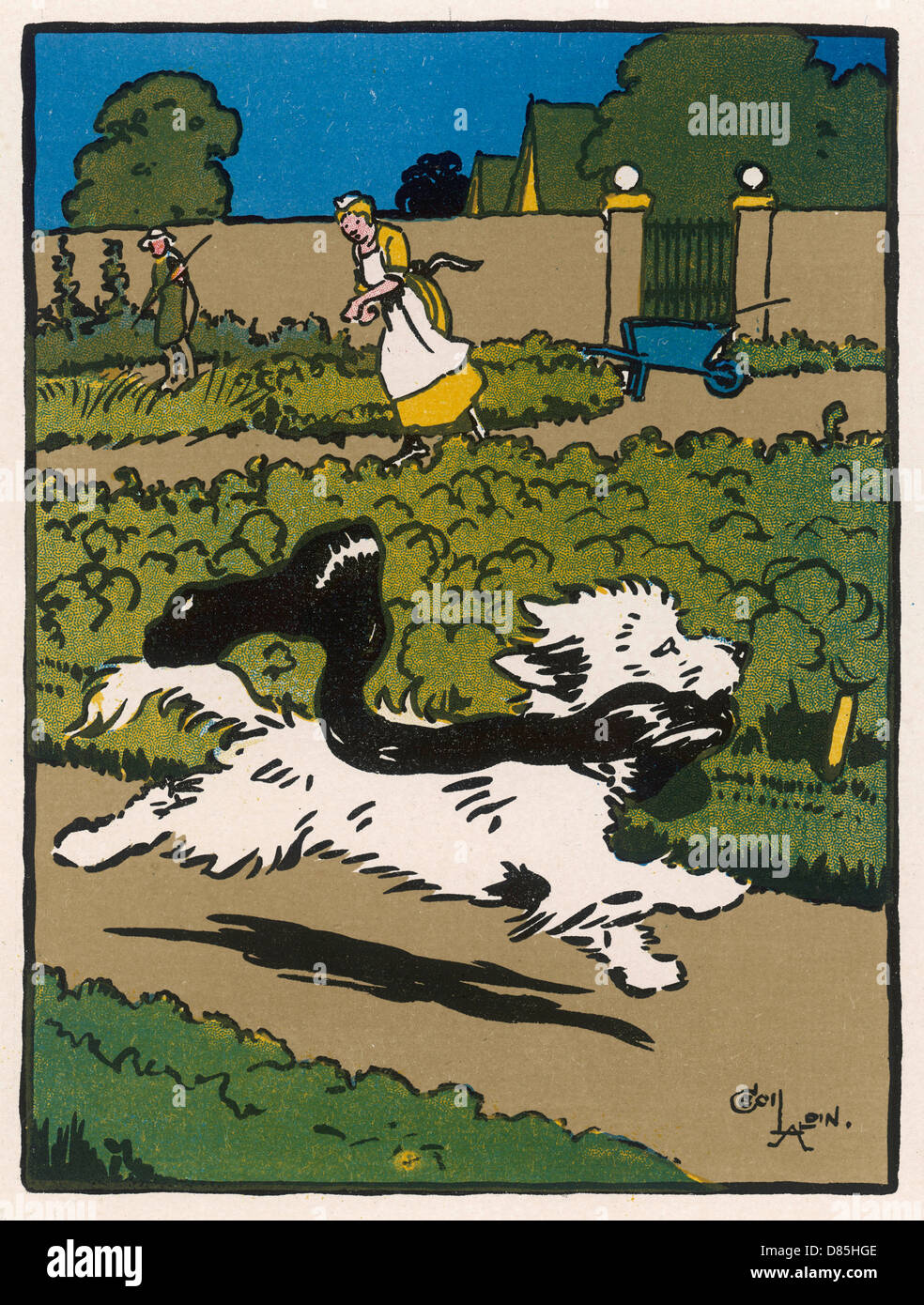 Towser il cane ruba una sciarpa Foto Stock