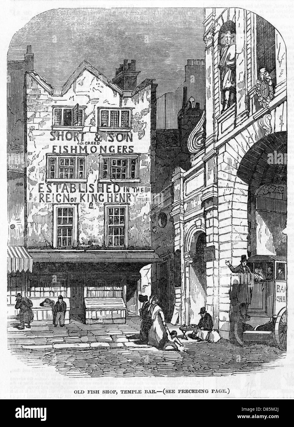 Old Fish Shop, Temple Bar, Londra 1846 Foto Stock