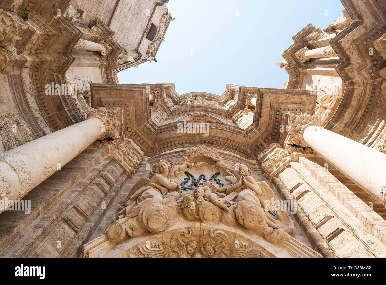 La Cattedrale di Valencia. Questa è la porta di ingresso. Foto Stock