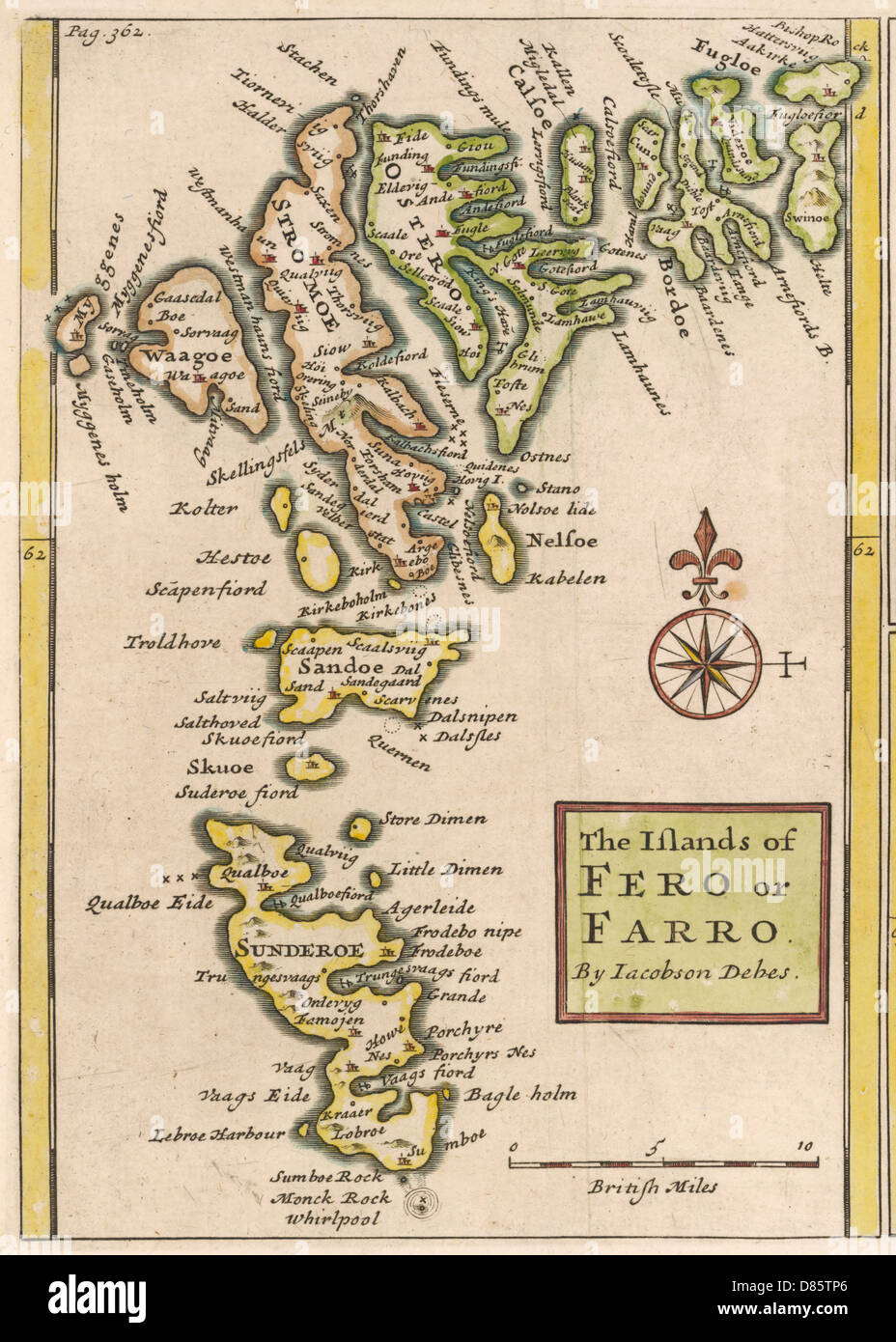Mappa delle Isole Faer Foto Stock
