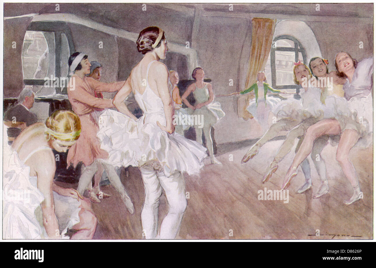 Ballerini ballerini che provano Coppelia Foto Stock